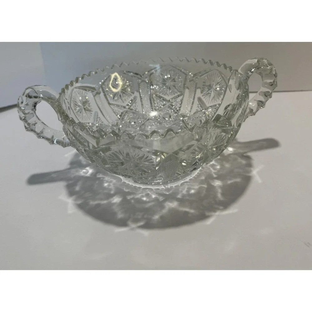 VINTAGE Imperial Glass EAPG‎ Handled Nappy Mogul Variant Clear 2 Handle Bowl